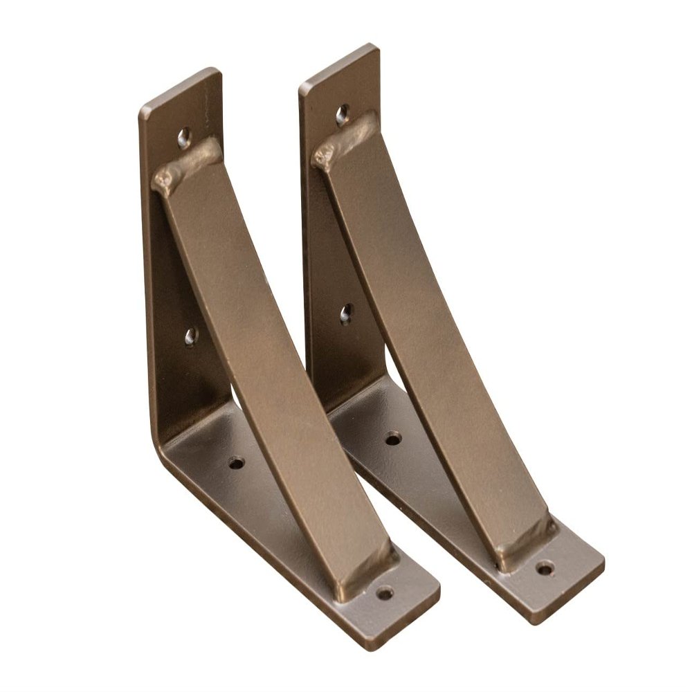 Rustic Red Door Co. Steel Heavy Duty Triangle Support Floating Shelf Bracket - Decorative - DIY Rustic Shelving Brackets (Pack of 2) (6"x7"x2, Gold Rubbed Bronze)