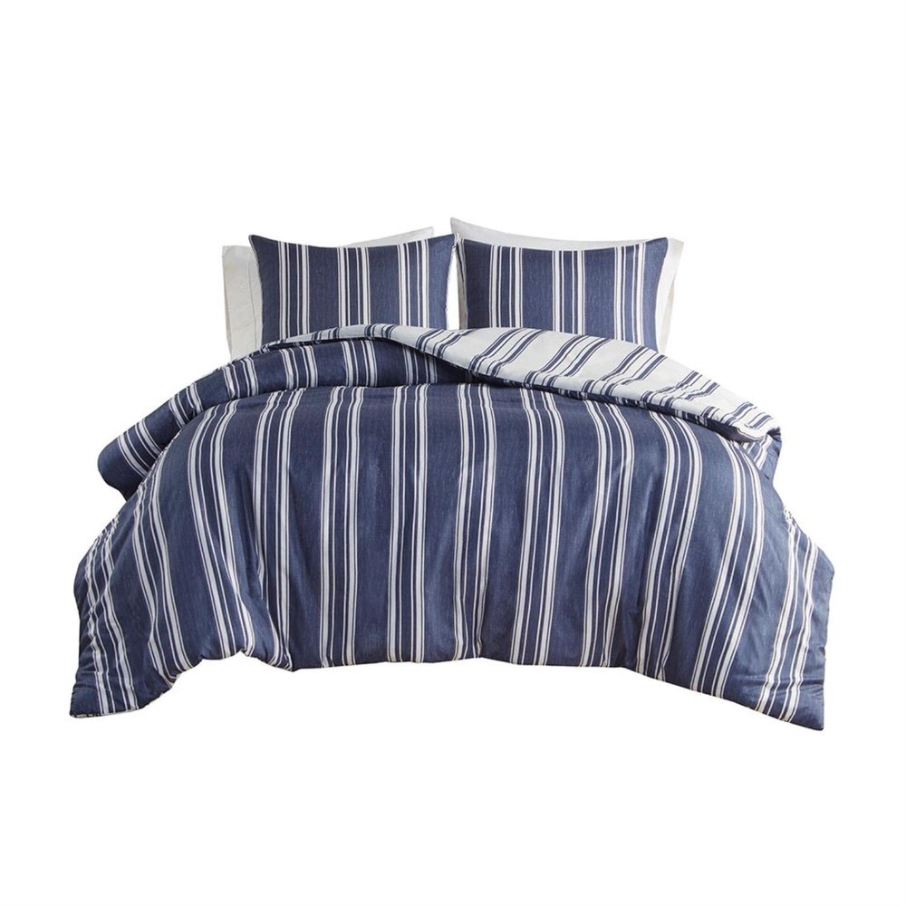 Clean Spaces Cobi Polyester Microfiber Printed Duvet Set with Navy Finish
