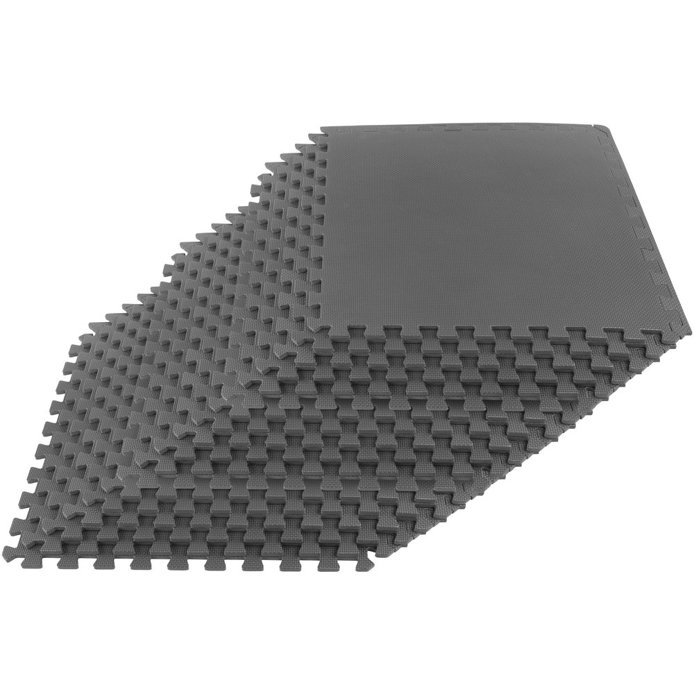 EVA Foam Mat Tiles 18-Pack - 72 SQ FT of Interlocking Padding for Garage, Playroom, or Gym Flooring - Exercise Mat or Baby Playmat by Stalwart (Gray)