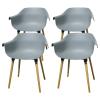 Hline Living Modern Dining Chair Set of 4, Mid Century Nordic Style Side Chairs, ABS Plastic and Beech Wood Legs, for Indoor Outdoor Kitchen, Living Room, Bedroom, Conference, Smoke Grey view 1