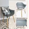 Hline Living Modern Dining Chair Set of 4, Mid Century Nordic Style Side Chairs, ABS Plastic and Beech Wood Legs, for Indoor Outdoor Kitchen, Living Room, Bedroom, Conference, Smoke Grey view 4