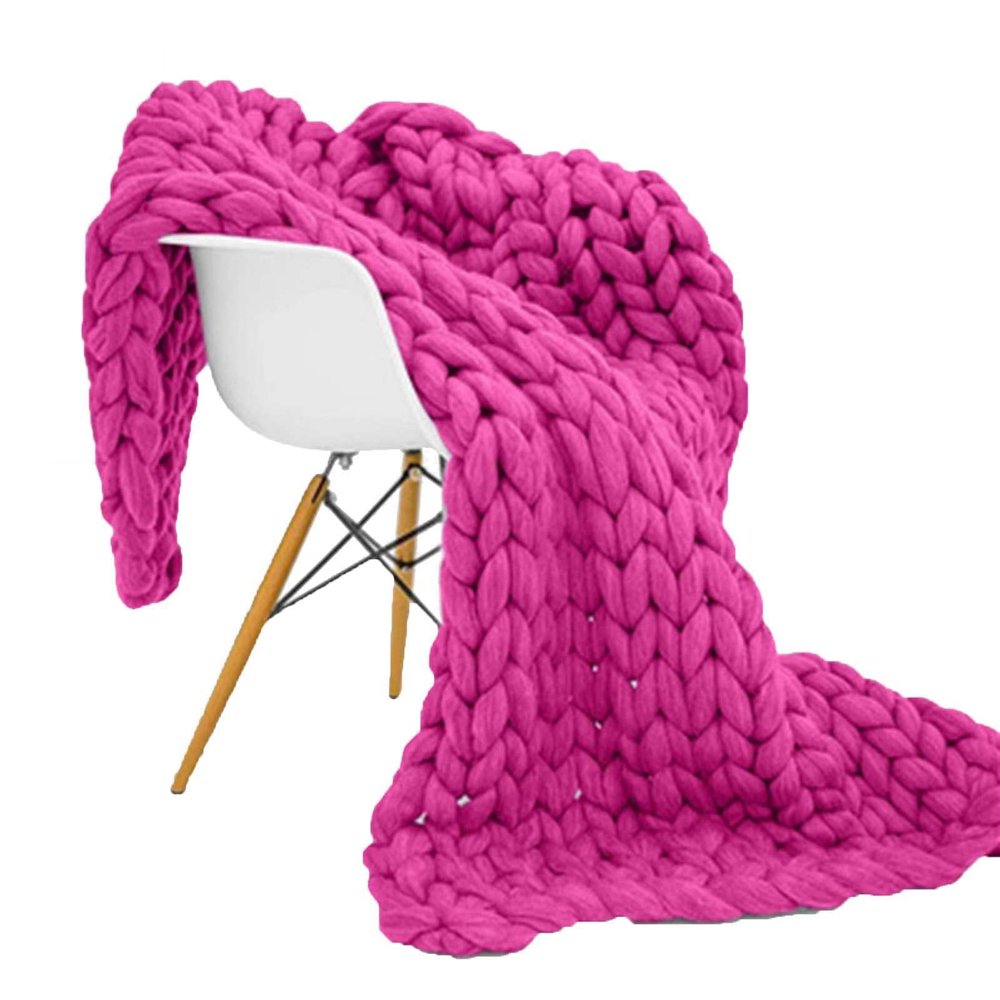 BAILR Cozy Throw Blankets 2020inch, Chunky Knit Blanket Chenille Soft Throw Blanket, Blankets Machine Washable for Couch Bed Sofa Travel Camping (I 5050cm)
