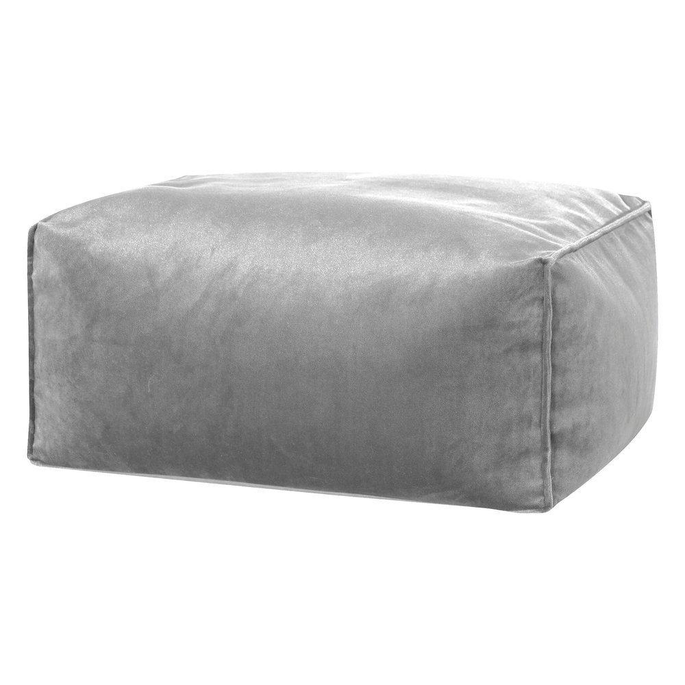 Gouchee Home Roll Velvet Ottoman/Pouf Multi-Function Lounger Stool Footrest with Filling Silver