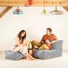 Gouchee Home Roll Velvet Ottoman/Pouf Multi-Function Lounger Stool Footrest with Filling Silver view 2