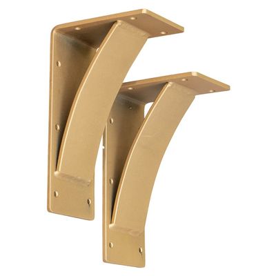 Rustic Red Door Co. Steel Heavy Duty Fireplace Mantel Brackets - Countertop Support - Hand Welded Steel Brackets - Rustic Farmhouse Decor (Pack of 2) (6"x10"x4", Sun Gold)