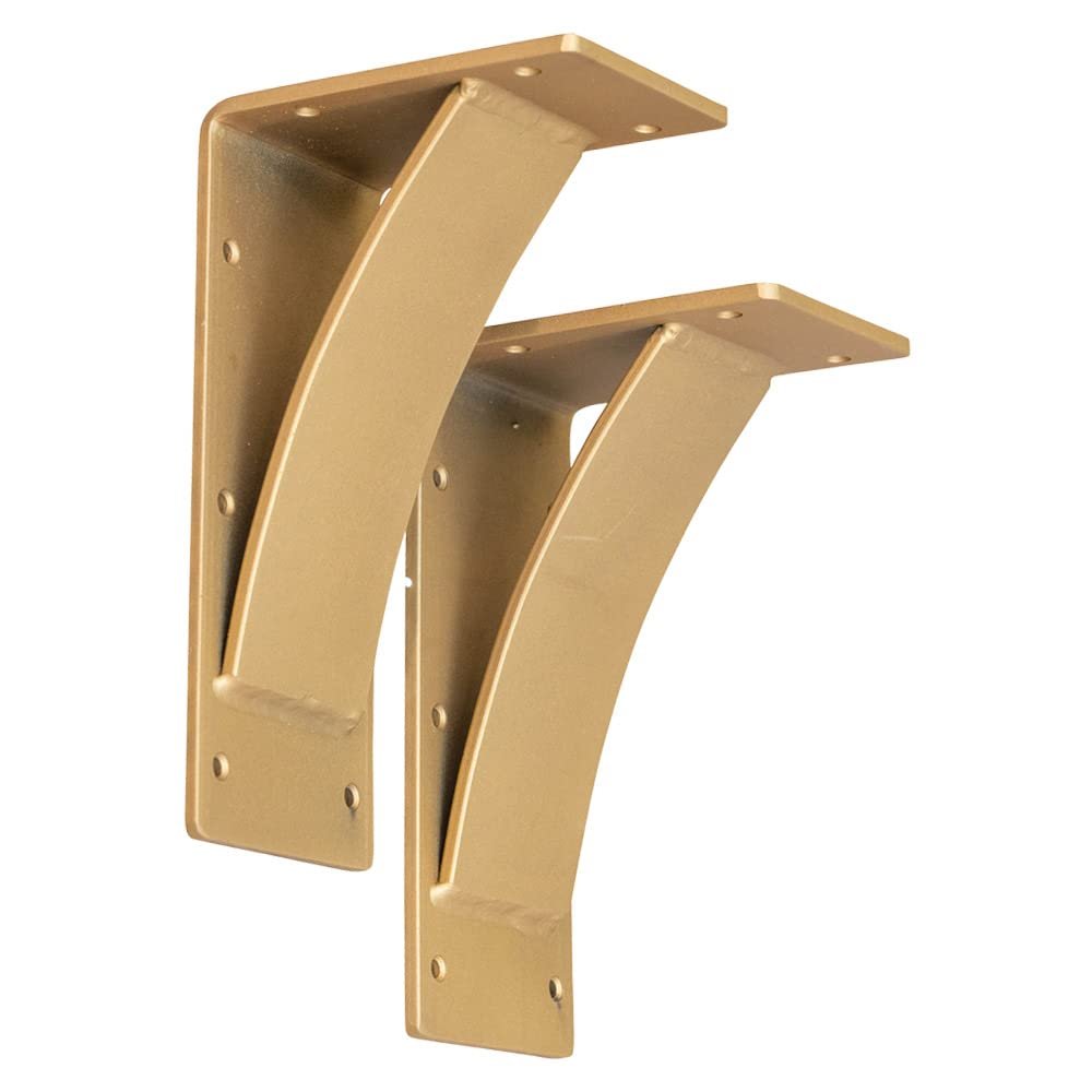 Rustic Red Door Co. Steel Heavy Duty Fireplace Mantel Brackets - Countertop Support - Hand Welded Steel Brackets - Rustic Farmhouse Decor (Pack of 2) (6"x10"x4", Sun Gold)