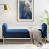 Alunaune Modern Blue Velvet Storage Bench for Bedroom End of Bed Bench Ottoman, Upholstered Armed Entryway Bench Long Settee for Living Room view 1