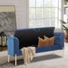 Alunaune Modern Blue Velvet Storage Bench for Bedroom End of Bed Bench Ottoman, Upholstered Armed Entryway Bench Long Settee for Living Room view 4
