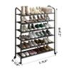 LEAIJIAFY Tall 6-Tier Metal Shoe Rack,Non-Woven Fabric Shoe Shelf,Large Storage Racks with Locking Wheels,Rolling Shoe Storage Organizer Shoe Stand Holders,for Garage Closet Dorm,Black view 3