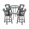 Armen Living Naomi and Bryant 5-Piece Counter Height Dining Set in Black Metal and Grey Faux Leather view 1