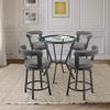 Armen Living Naomi and Bryant 5-Piece Counter Height Dining Set in Black Metal and Grey Faux Leather view 2