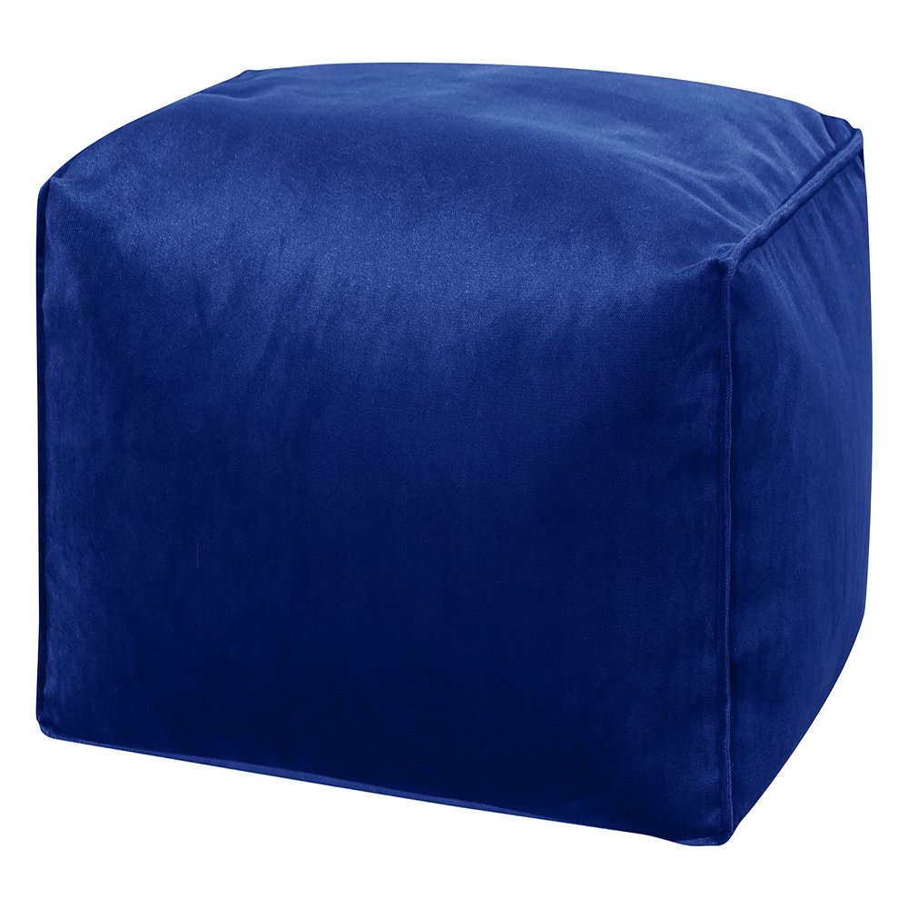 Gouchee Home Roll Velvet Ottoman/Pouf Multi-Function Lounger Stool Footrest with Filling Indigo Blue