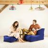 Gouchee Home Roll Velvet Ottoman/Pouf Multi-Function Lounger Stool Footrest with Filling Indigo Blue view 2