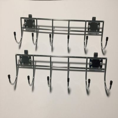 Home Storage Space HSS Steel Wire Shelving 18" Wide Side Bar W/6 hooks, No Collar, Add-on, Chrome, 2-PACK
