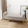 Alunaune Modern Velvet Storage Bedroom Bench End of Bed Bench, Upholstered Armed Entryway Bench Ottoman Settee for Living Room-Grey view 1