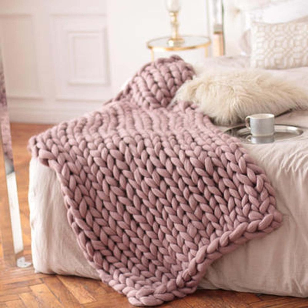 BAILR Cozy Throw Blankets 4771inch, Chunky Knit Blanket Chenille Soft Throw Blanket, Blankets Machine Washable for Couch Bed Sofa Travel Camping (P 120180cm)