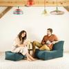 Gouchee Home Roll Velvet Ottoman/Pouf Multi-Function Lounger Stool Footrest with Filling Petrol view 2