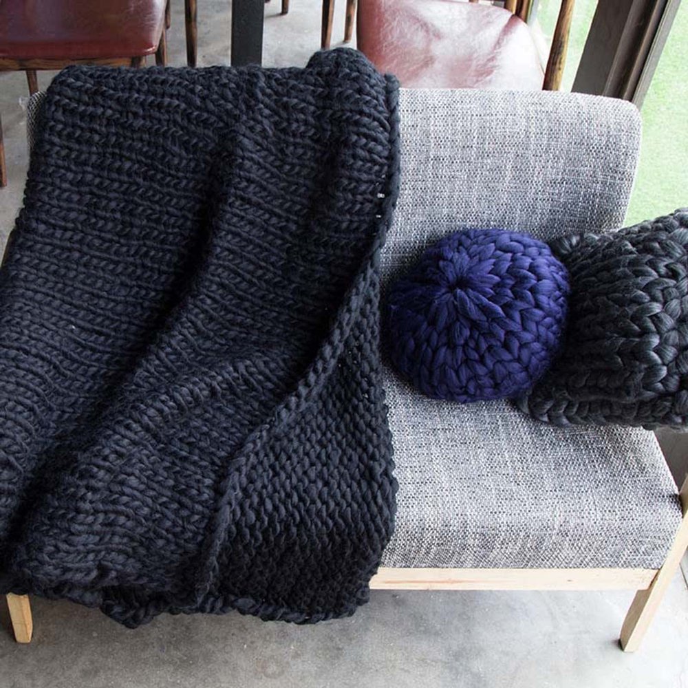 BAILR Chunky Knitted Throw Blanket 3139inch, Cozy Chunky Blankets, Large Throw Bed Blanket for Couch, Sofa, Home Decor, Gift - Machine Washable (G 80100cm)