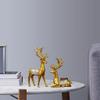 2-Pack Reindeer Figurines Resin Couple Deer Statue Animal Deer Ornament for Christmas TV Stand Bookshelf Decor - Golden view 3