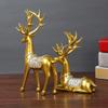 2-Pack Reindeer Figurines Resin Couple Deer Statue Animal Deer Ornament for Christmas TV Stand Bookshelf Decor - Golden view 4