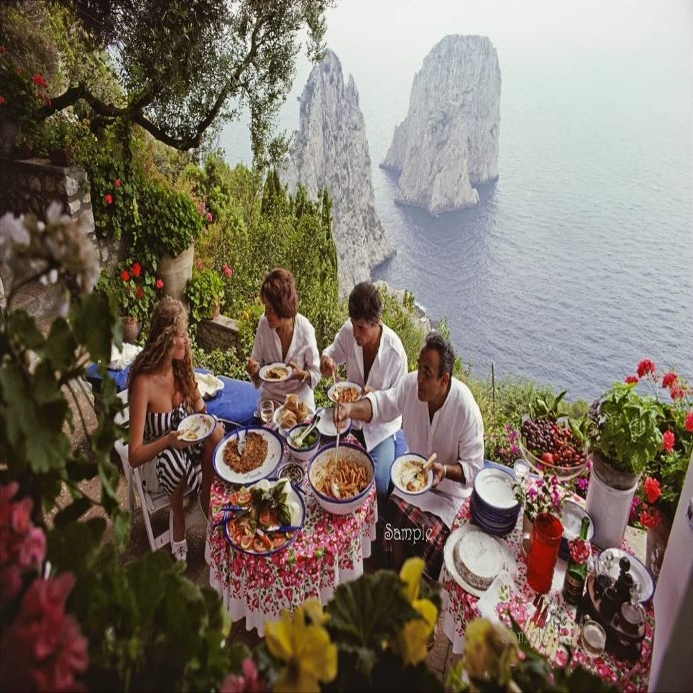 SLIM AARONS Dining Al Fresco print | wall art gallery lustre photo, Palm Springs, picture, fine art print (20x30)