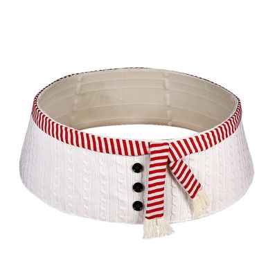 ZHENYANG CAREG Xmas Tree Skirt Box Gift Present Exquisite Christmas Tree Skirt Tassels Decoration Xmas Holiday Festive Party Decor (Color : White)