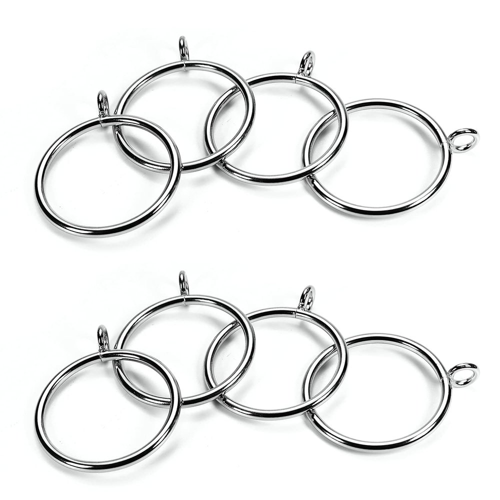 Heyiarbeit 24PCS Curtain Rings Metal 45mm/1.77" Inner Dia Drapery Ring for Curtain Rods Silver Tone