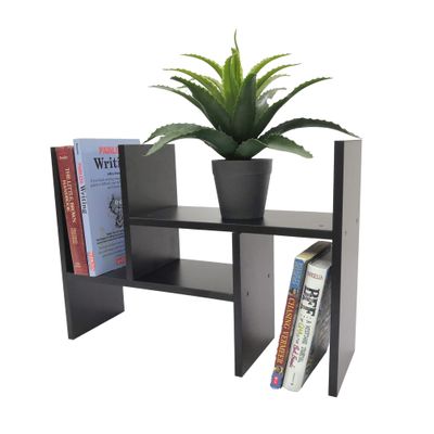 FixtureDisplays Office Desktop Bookshelf Adjustable Wood Display Shelf Desktop Organizer Office Storage Rack Countertop Bookcase Office Supplies Desk Organizer 10119-NPF