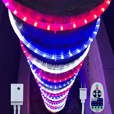 Russell Decor LED Rope Lights Red white Blue Patriotic Lights with 10-Level Dimmable Remote Control Decoration for 4th of July Christmas outdoor living Lights (150 feet)