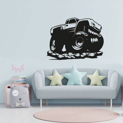 Monster Truck Silhouette Motocross Mud Bogging ATV Racing Monster Truck Off Road Vehicle Oversized Tires Vinyl Wall Art Sticker Decal Home Room Kids Room Boys Girls Room Nursery Room Size (8x10 inch)