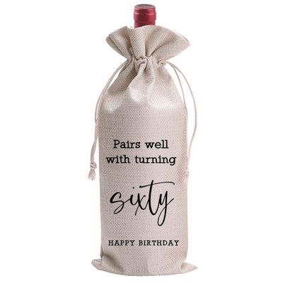 LANBAIHE 60th Birthday Wine Bag,Funny Birthday Party Gifts,60 Years Old Gifts Wine Bag for Mom,Wife, Friend,Sister,Brother, Him,Colleague,Coworker