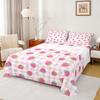 Strawberry Bed Sheets Kids Video Tropical Fruit Print Bed Sheets Set for Boys Teens Sweet Strawberry Pink Sweetheart Sheet Set Breathable Geometric Plaid Bedding Set Room Decor Bed Set Twin Size view 2