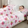 Strawberry Bed Sheets Kids Video Tropical Fruit Print Bed Sheets Set for Boys Teens Sweet Strawberry Pink Sweetheart Sheet Set Breathable Geometric Plaid Bedding Set Room Decor Bed Set Twin Size view 3