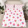 Strawberry Bed Sheets Kids Video Tropical Fruit Print Bed Sheets Set for Boys Teens Sweet Strawberry Pink Sweetheart Sheet Set Breathable Geometric Plaid Bedding Set Room Decor Bed Set Twin Size view 4