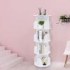 DYRABREST 4 Tiers Rotating White Bookshelf 360 Degrees Display,Stackable Shelves Bookshelf Organizer,Storage Display Rack Floor Standing Shelves for Home Office Living Room 15.7x15.7x46.5in view 1