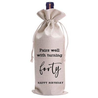 LANBAIHE 40th Birthday Wine Bag, Funny Birthday Party Gifts, Forty Years Old Gifts Wine Bag for Mom, Wife, Friend, Sister, Brother, Him, Colleague, Coworker