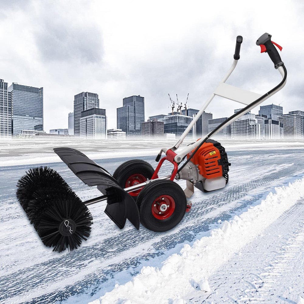 TBVECHI Handheld Sweeper Machine, 2 Stroke 52cc Gas Power Sweeper Walk Behind Handheld Snow Sweeping Broom Driveway Artificial Grass Power Brush for Driveway Turf Snow