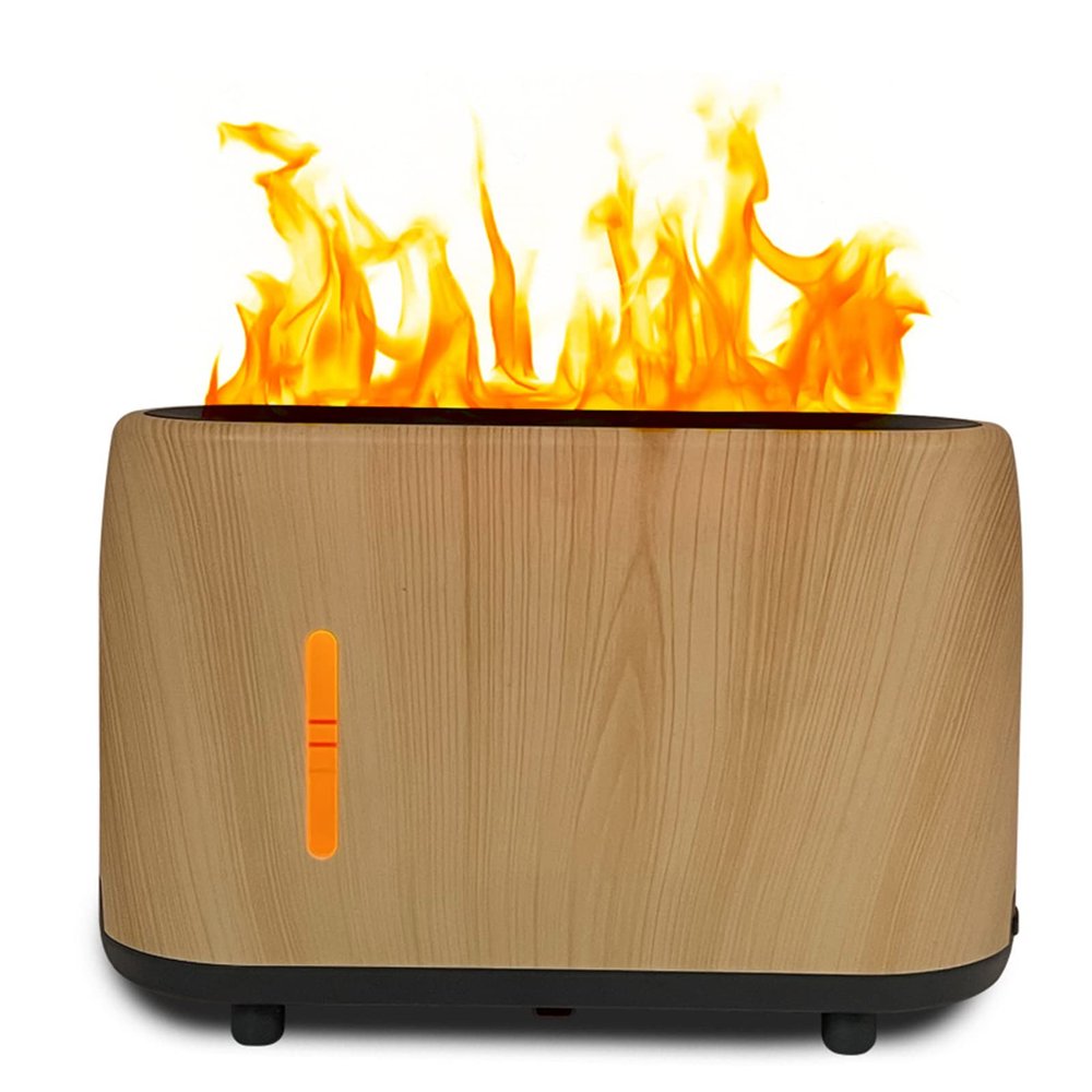 Cool Mist Humidifiers for Bedroom, Aromatherapy Essential Oil Diffuser with Flame Night Light, Silent Aromatherapy Atomization Humidifier for Baby Room Office Air-conditioned (light wood grain)