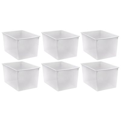 Teacher Created Resources Plastic Multi-Purpose Bin, Clear, Pack of 6