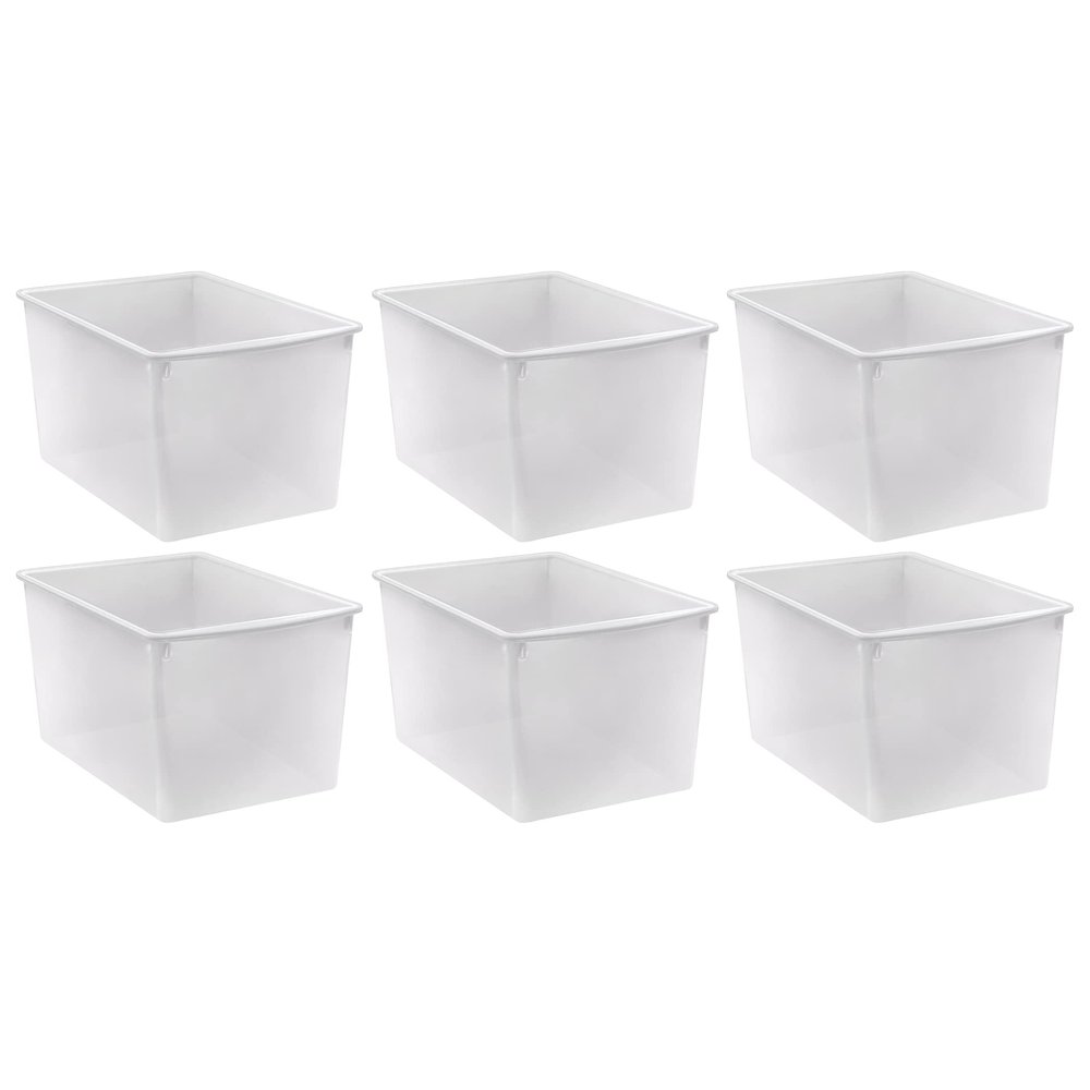 Teacher Created Resources Plastic Multi-Purpose Bin, Clear, Pack of 6