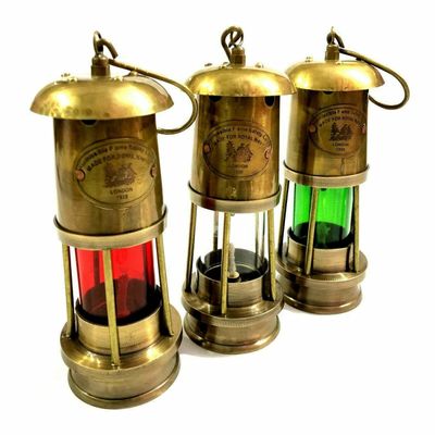 Antique Brass Minor Lamp Vintage Nautical Ship Boat Light Lantern Minor Lamp Beautiful Vintage Decor Lamp Decor Antique Finish Mini Lamp Set of 3 by Allorytech