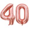 40 Inch Rose Gold 40 Number Balloons Giant Jumbo Huge 40 Foil Mylar Helium Number Digital Balloons Rose Gold Birthday Mylar Digital Balloons 40th Birthday Party 40th Anniversary Events Party view 1