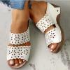 HHZYT Platform Sandals for Women Flowers Embroidered Wedge Sandals Summer Open Toe Slip on Leather Sandals Mule Clogs Beach Slippers Shoes,White,US11/EU42 view 3