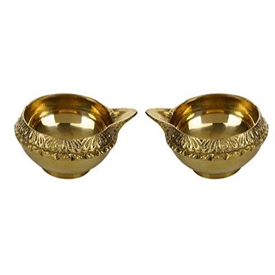Frienemy Presents Brass Small Kuber Diya Oil Lamp for Pooja, Home Decor (6.5 cm Height, Pack of 2) #Frienemy-253