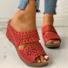 HHZYT Platform Sandals for Women Flowers Embroidered Wedge Sandals Summer Open Toe Slip on Leather Sandals Mule Clogs Beach Slippers Shoes,Black,US8/EU39 view 2