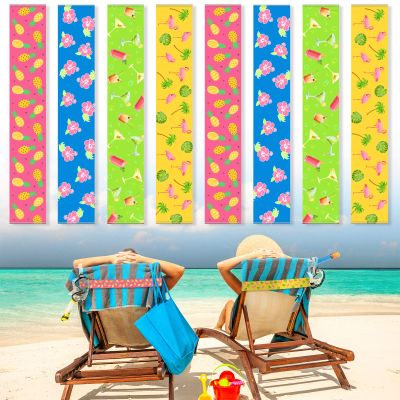 Boao 8 Pack Towel Bands for Beach Chair, Pool & Cruise Essentials, Elastic and Windproof, Towel Chair Clips Lounge Strap Holder, Cruise Ship Accessories (Lovely Style)