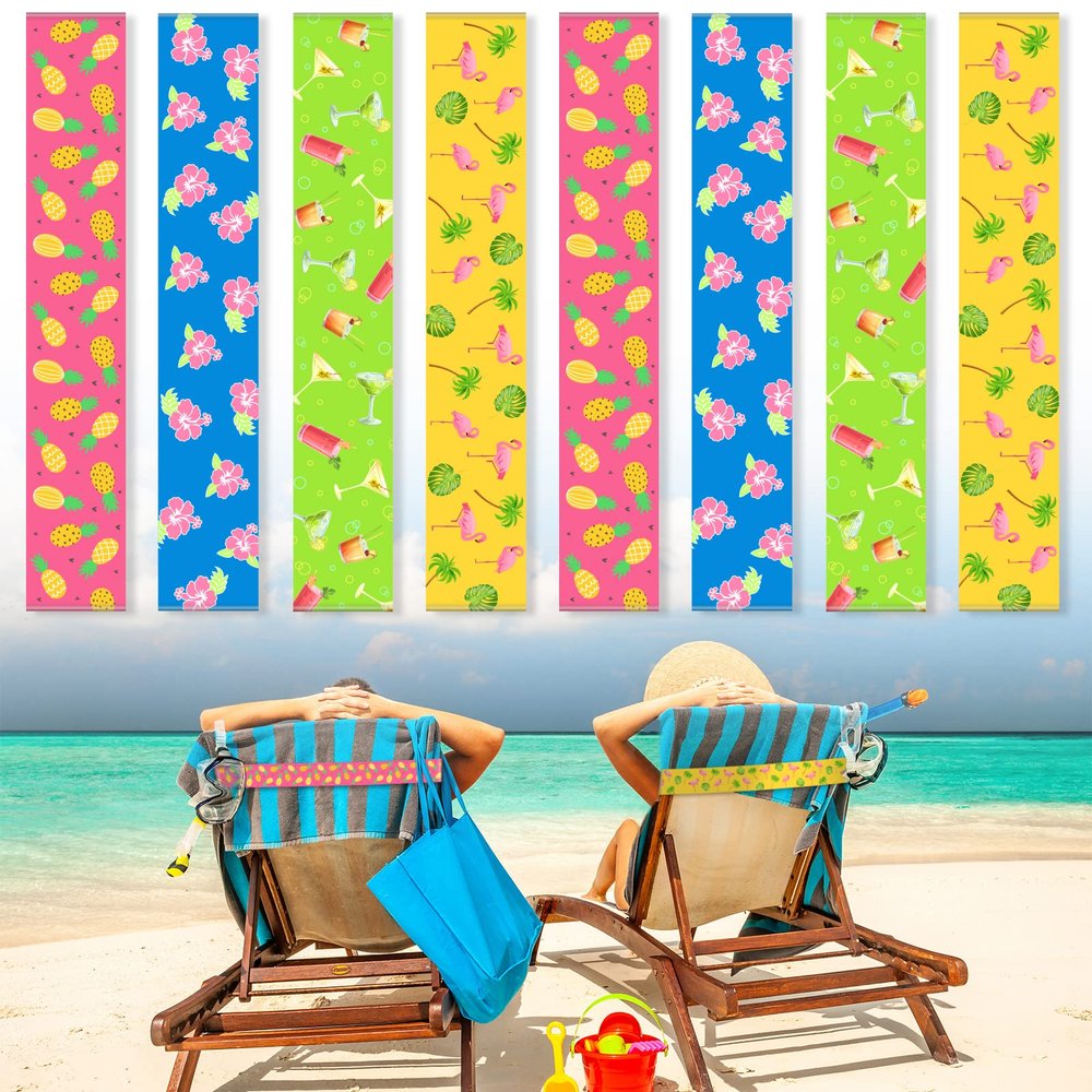 Boao 8 Pack Towel Bands for Beach Chair, Pool & Cruise Essentials, Elastic and Windproof, Towel Chair Clips Lounge Strap Holder, Cruise Ship Accessories (Lovely Style)
