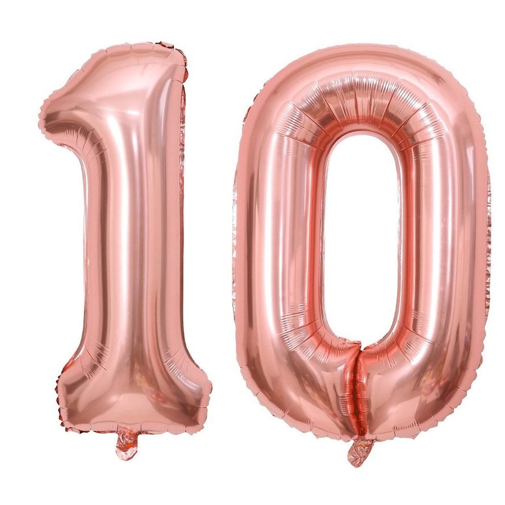 40 Inch Rose Gold 10 Number Balloons Giant 10 Balloons Rose Gold Birthday 10 Balloons 10th Birthday Anniversary Events Party Decorations Supplies