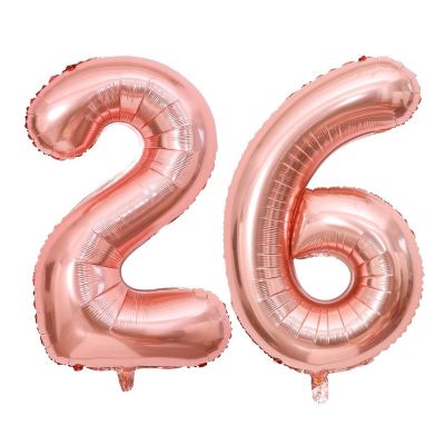 40 Inch Rose Gold 26 Number Balloons Giant Jumbo Huge 26 or 62 Foil Mylar Helium Number Digital Balloons Rose Gold Birthday Mylar Digital Balloons 26th or 62th Birthday Anniversary Events Party