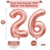 40 Inch Rose Gold 26 Number Balloons Giant Jumbo Huge 26 or 62 Foil Mylar Helium Number Digital Balloons Rose Gold Birthday Mylar Digital Balloons 26th or 62th Birthday Anniversary Events Party view 2